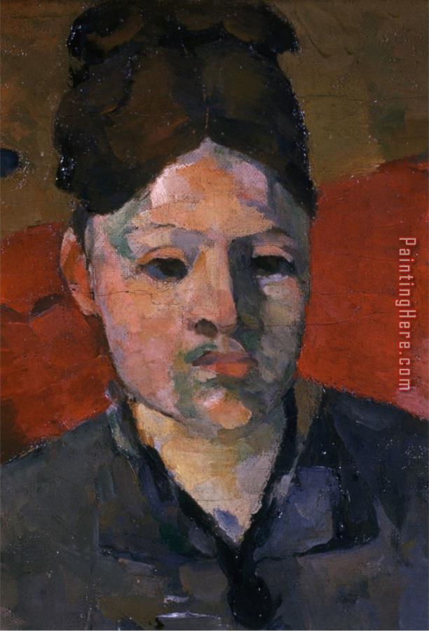 Paul Cezanne Detail of Woman S Head From The Artist S Wife in a Red Armchair